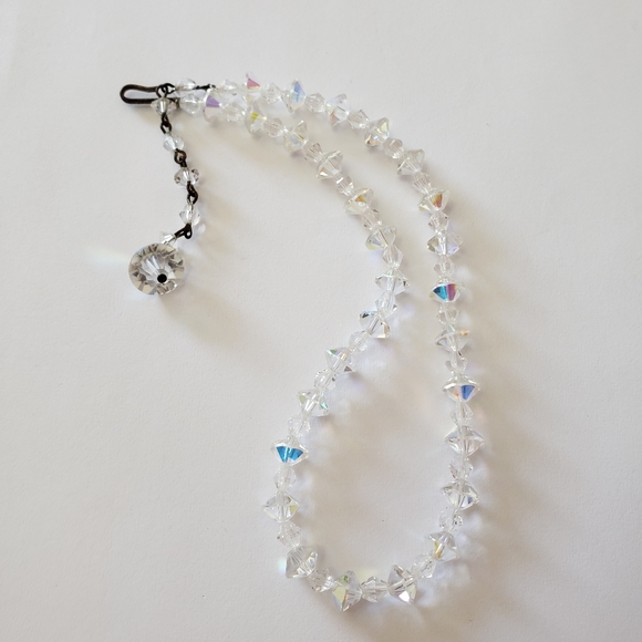 Vintage CHOKER CRYSTAL NECKLACE SINGLE STRAND hook clasp - Picture 3 of 12